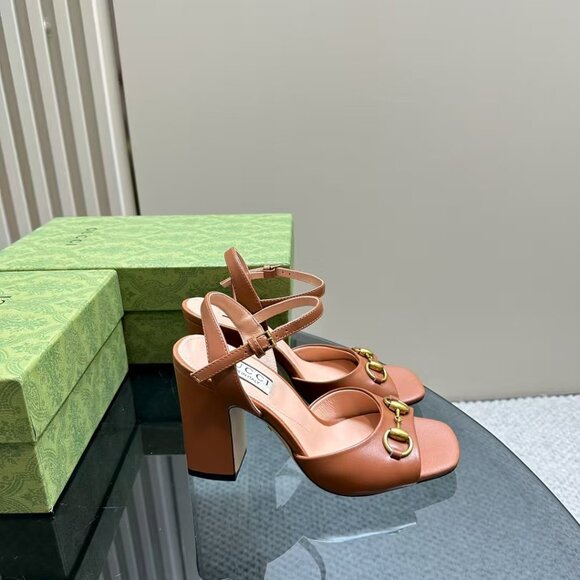 Gucci Copper Peep-Toe Heels - Picture 3 of 6
